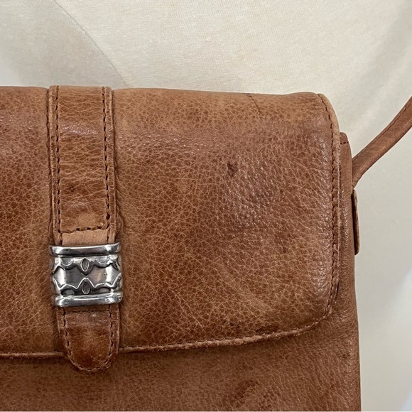 Fossil Crossbody Vintage Leather tan brown 0650 pebble silver flap zipper - Picture 3 of 13